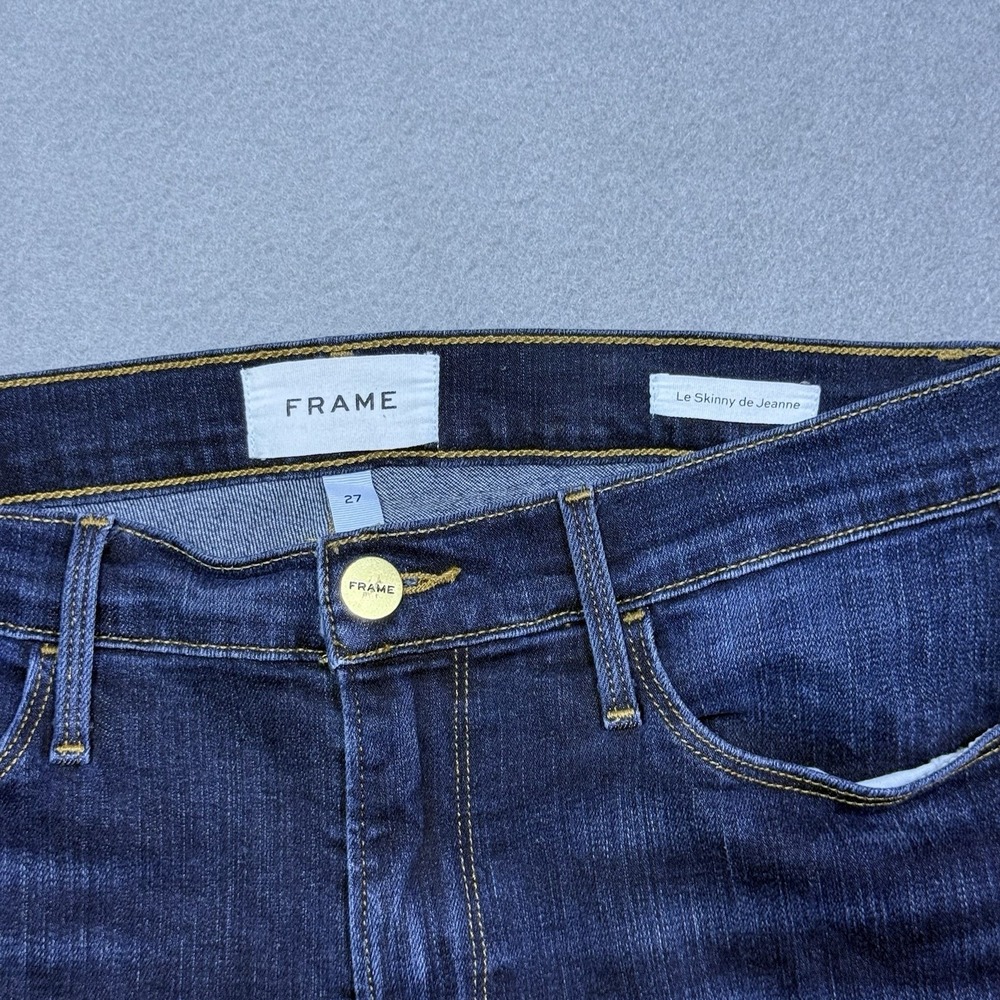 Frame Jeans Womens 27 (28x30) Le Skinny De Jeanne Midrise Stretch USA Indigo - Picture 2 of 8